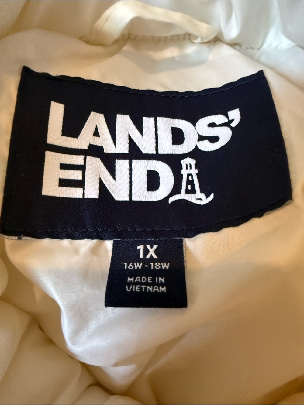 Lands' End Women’s White Quilted Puffy Puffer Coat 1x - Picture 7 of 9